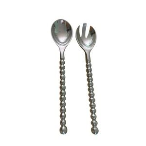 Biltmore Silver Beaded Salad Server Set 2-Pc‎ Spoon & Fork Classic Elegant